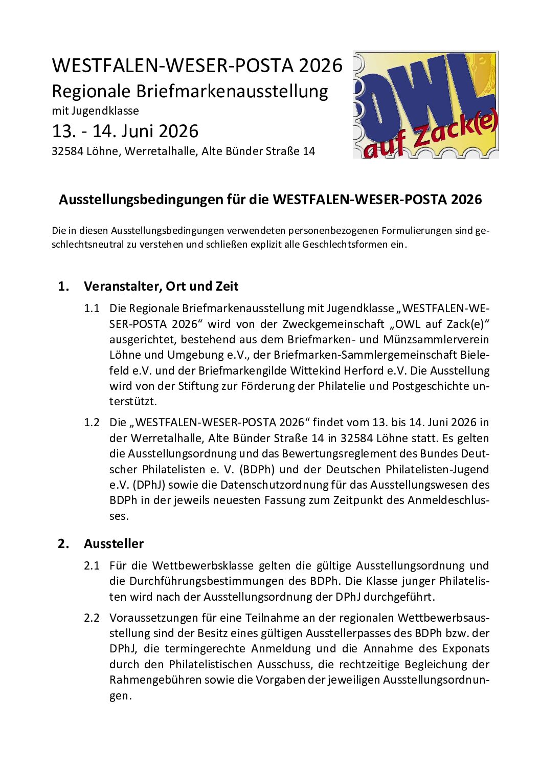 WWP 2026 Ausstellungsbedingungen