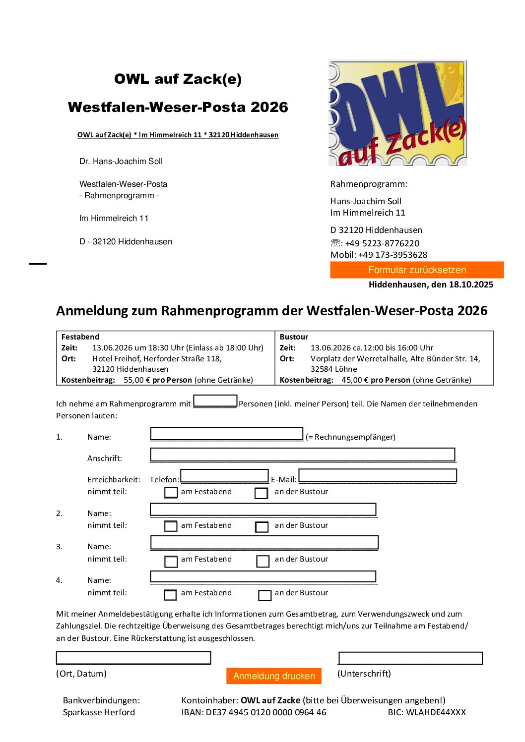 Kombi-Anmeldung zum Rahmenprogramm der WWP 2026