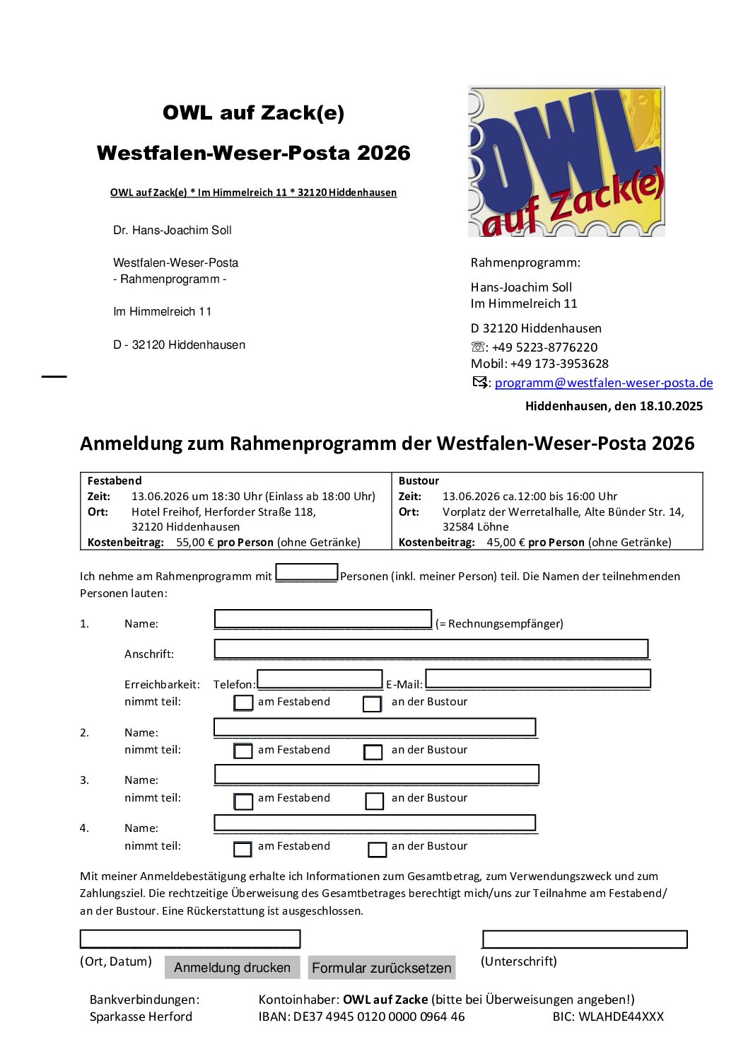 Kombi-Anmeldung zum Rahmenprogramm der WWP 2026